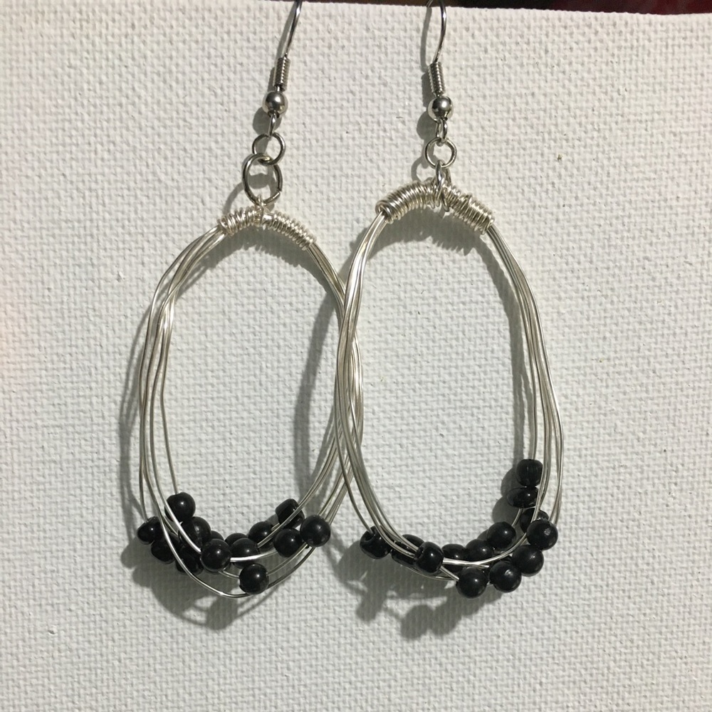 Silver and black earrings